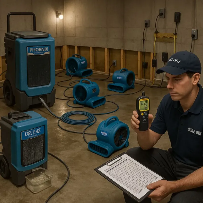 Structural Drying and Dehumidification process in Larned, KS